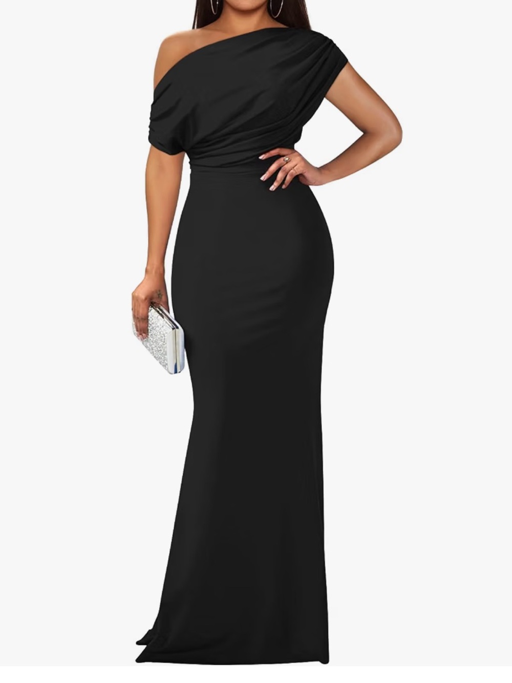 Off the Shoulder Black Evening Gown